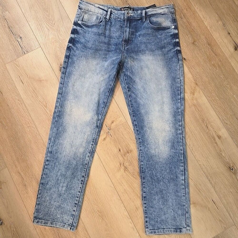 Southpole Mens Skinny Jeans 36x29 Y2K Distressed Moto Denim Fade Retro Acid Wash